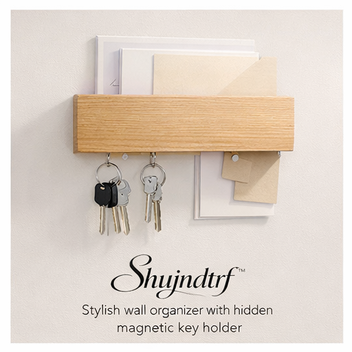 Shujndtrf™ Magnetic Wooden Key Holder Wall Organizer Rack
