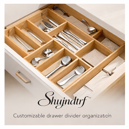Shujndtrf™ Adjustable Bamboo Drawer Organizer Divider Set